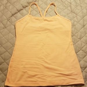 Lululemon Power Y orange tank top with bra size 6
